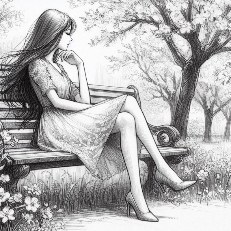 A girl sat on the bench