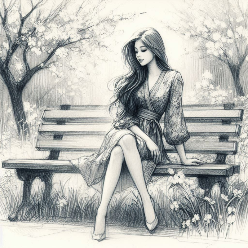 A girl sat on the bench