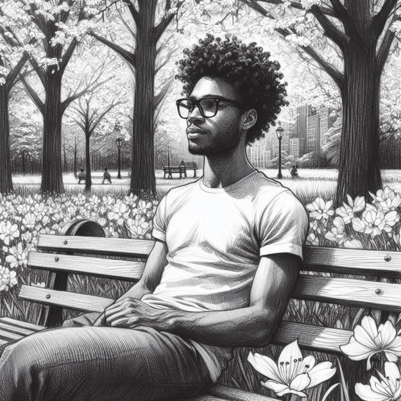 A young man sat on the bench