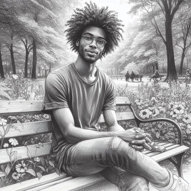 A young man sat on the bench