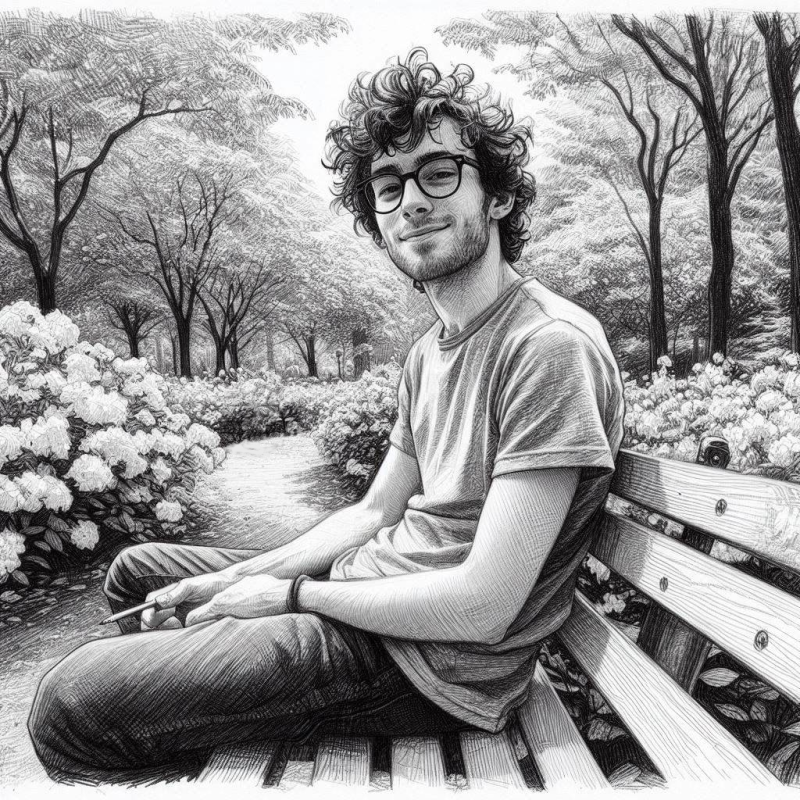 A young man sat on the bench