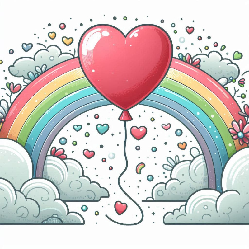 Love Heart Rainbow with sun