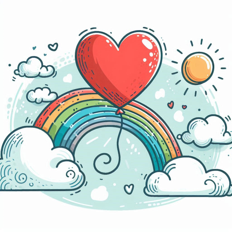 Love Heart Rainbow with sun