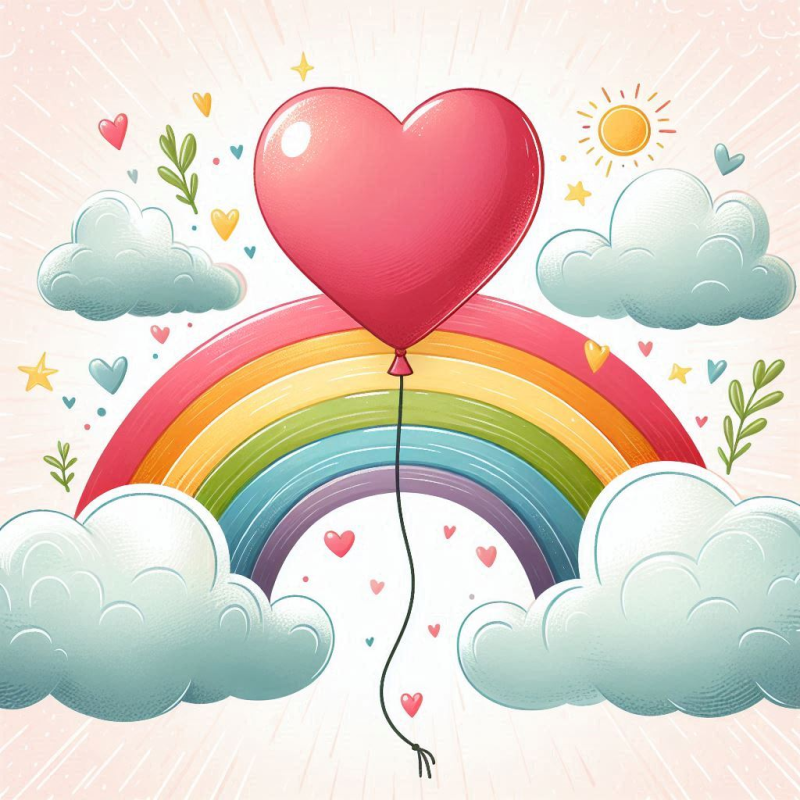 Love Heart Rainbow with sun