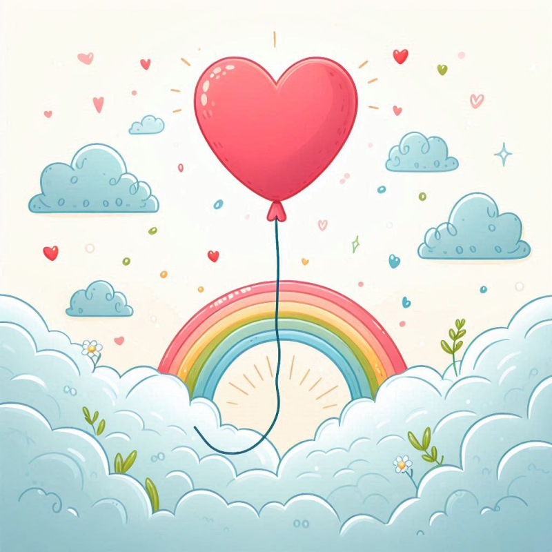 Love Heart Rainbow with sun