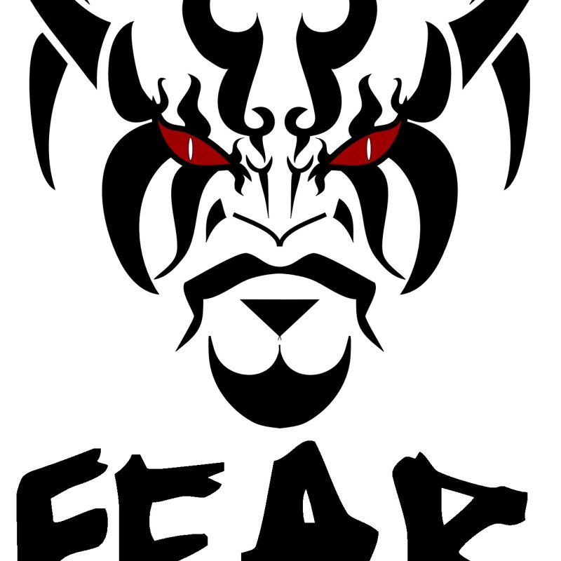 Fear Tribal Devil Art | Red-Eyed Demon Mask Illustration | Dark Gothic Horror Design