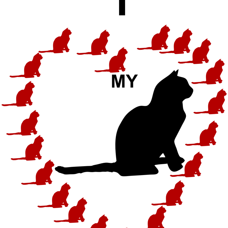 I Love My Cat – Cat Silhouette Heart Printable Art for Cat Lovers