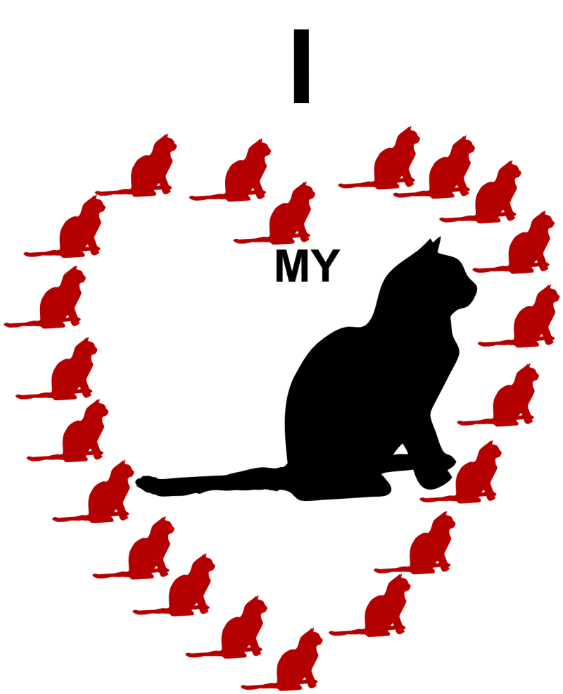 I Love My Cat – Cat Silhouette Heart Printable Art for Cat Lovers
