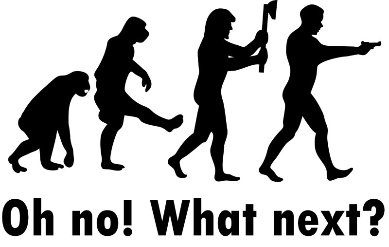 Oh No! What Next? Evolutionary Path Funny Silhouette Art