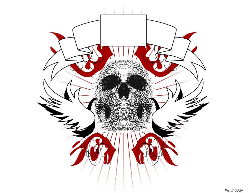 Skull Dotted with Wings Digital Art – Gothic Punk Skull Design