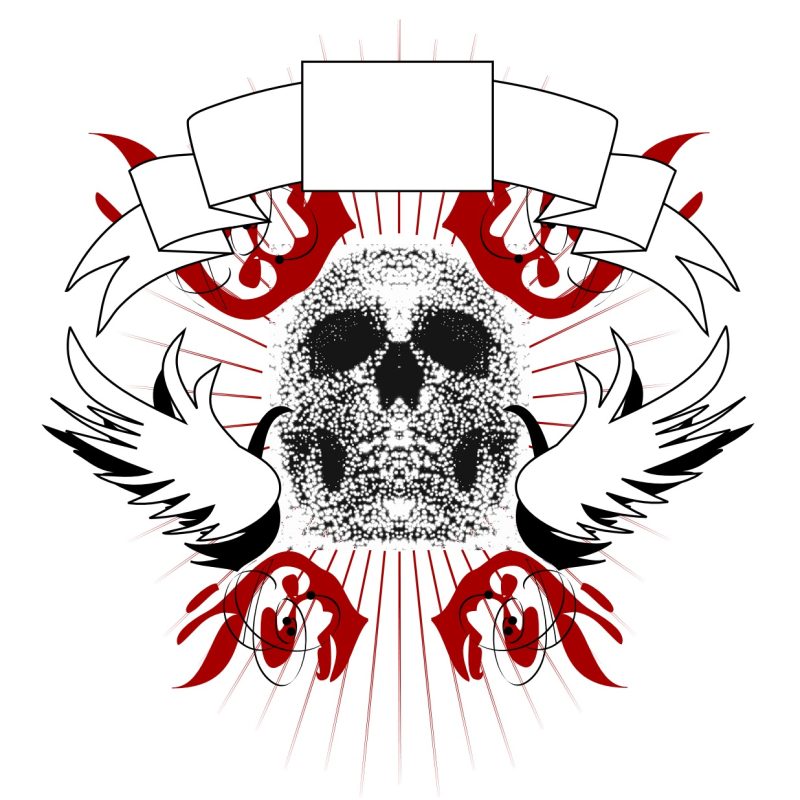 Skull Dotted with Wings Digital Art – Gothic Punk Skull Design