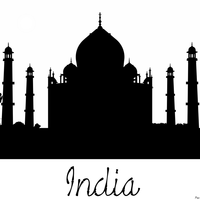 Taj Mahal India Silhouette Art – Printable Skyline Wall Decor