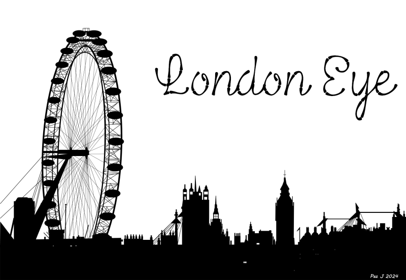 London Eye Skyline Silhouette – Black & White City Wall Art