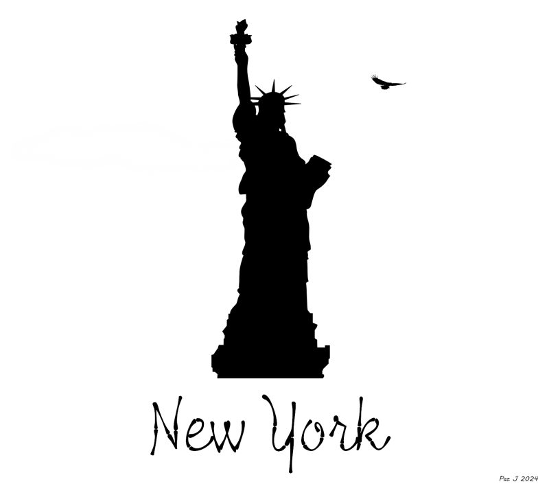 Statue of Liberty Silhouette – New York Skyline Digital Art