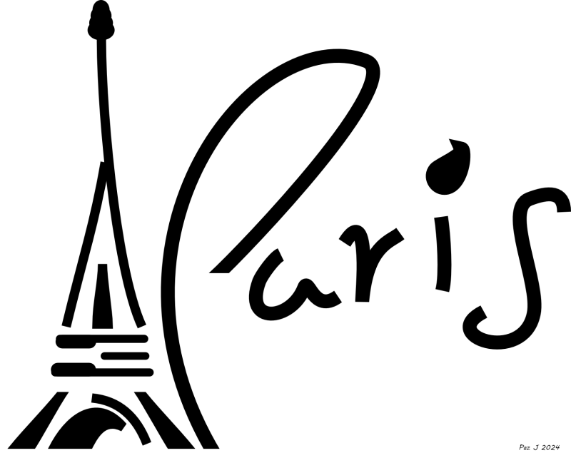 Paris Eiffel Tower Line Art – Minimalist Handwritten City Print