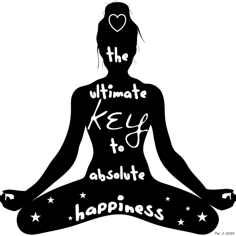 Yoga Woman Quote Art – “The Key to Absolute Happiness” Silhouette