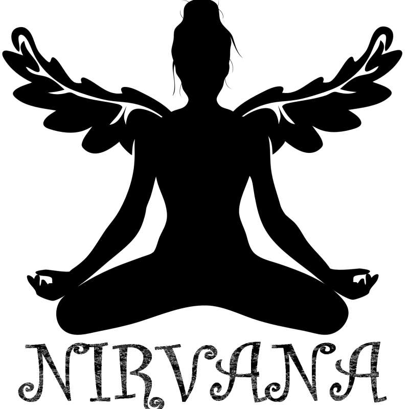 Winged Woman in Yoga Pose – Motivational Silhouette Art “Nirvana”