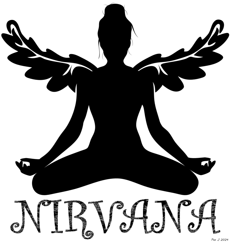 Winged Woman in Yoga Pose – Motivational Silhouette Art “Nirvana”