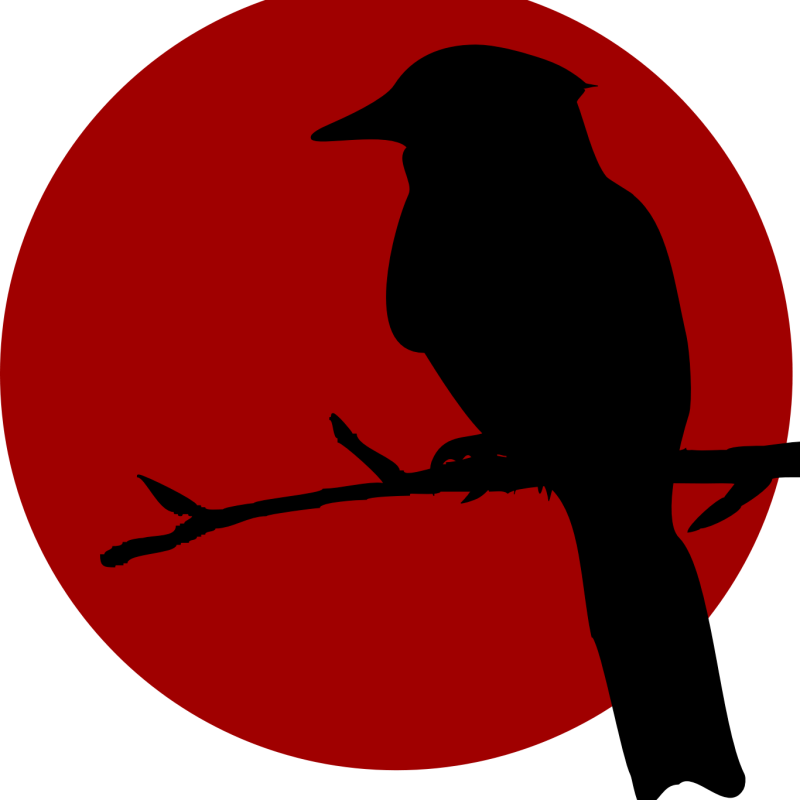 Serene Bird on Branch & Crimson Sun – Minimalist Wall Art