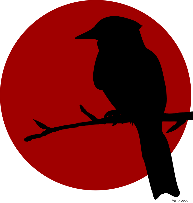 Serene Bird on Branch & Crimson Sun – Minimalist Wall Art