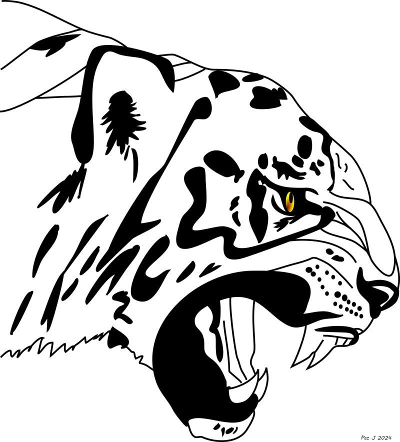 Roaring Tiger Line Art – Bold Black & White Vector Illustration