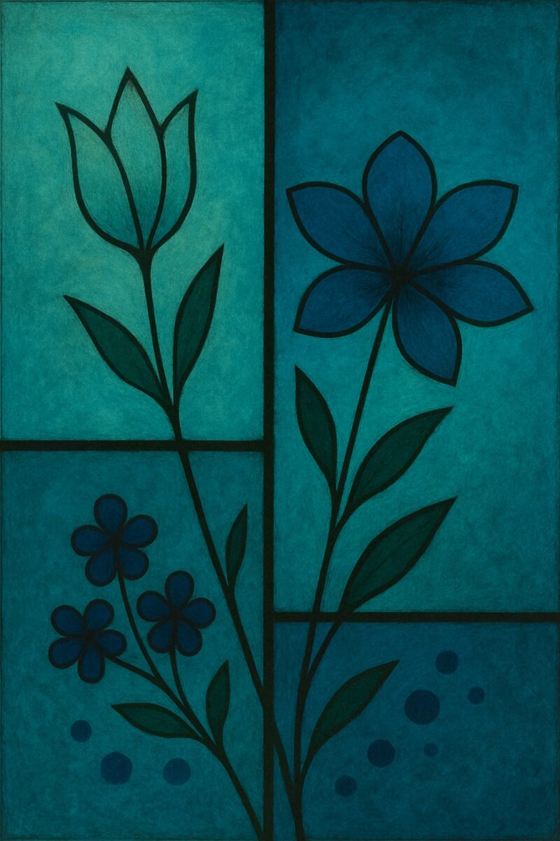 Blue Abstract Floral Wall Art – Cool-Tone Digital Print