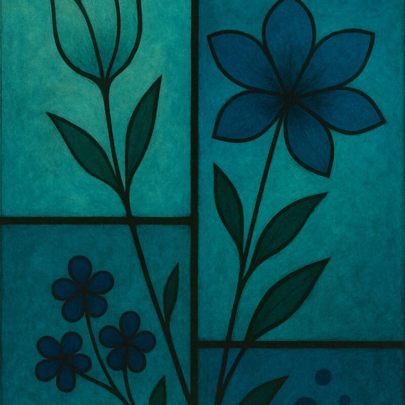 Blue Abstract Floral Wall Art – Cool-Tone Digital Print
