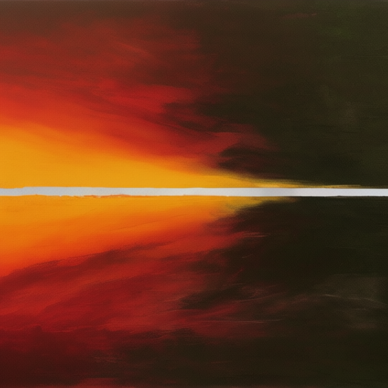 Celestial Divide – Abstract Acrylic Painting of Eclipse and Cosmic Horizon