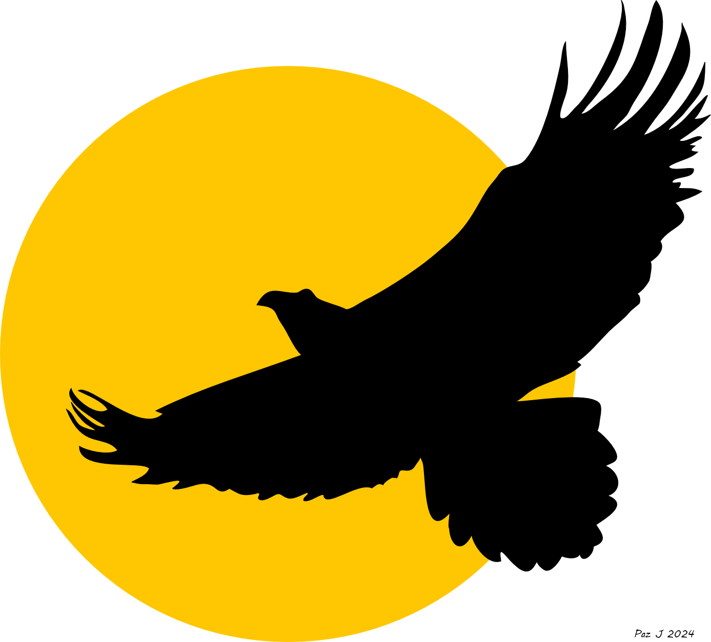 Soaring Eagle & Golden Sun – Minimalist Digital Wall Art Print