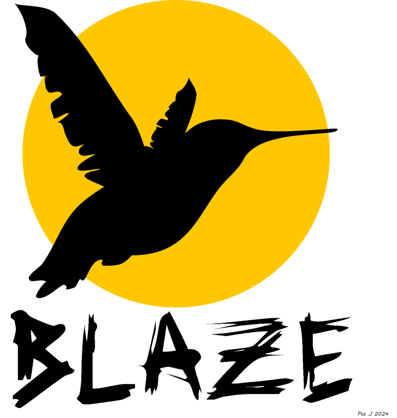 Blaze Yellow Sun & Hummingbird Poster – Bold Digital Wall Art